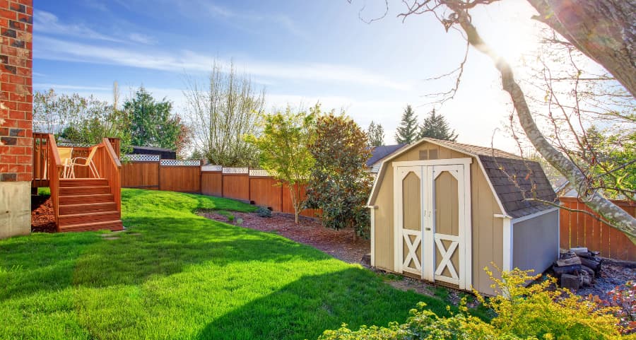 Fenced backyard with storage shed in Virginia Beach